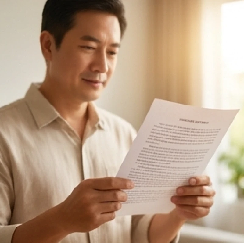 Văn khấn nhập trạch lấy ngày: Bài cúng chuẩn và quy trình tượng trưng 8 Người đàn ông cầm tờ giấy đọc rõ ràng bài văn khấn Thần linh trong ngày làm lễ