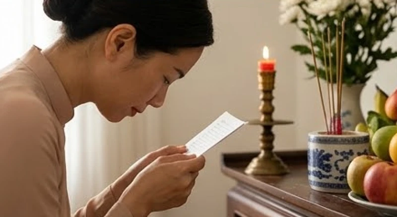 Cha mẹ thành tâm đọc bài khấn dâng lên vong linh người con trai ruột