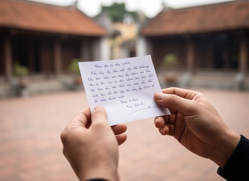 Văn khấn khi đi lễ đền: Chi tiết bài khấn Nôm và cách sắm lễ 1 Tín chủ cầm tờ giấy ghi chép bài khấn Nôm tiếng Việt để đọc rõ ràng trước ban thờ thần linh