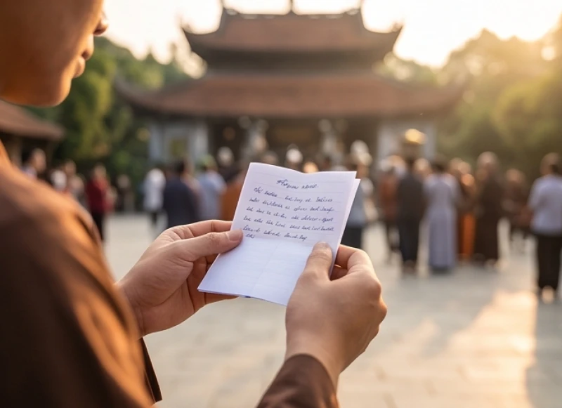 Văn khấn Quốc Mẫu Tây Thiên: Bài khấn chuẩn & Lộ trình dâng lễ 8 Tờ sớ ghi tay chuẩn bị sẵn để người hành lễ cầm đọc nhẩm khi quỳ lạy trước Đền Thượng