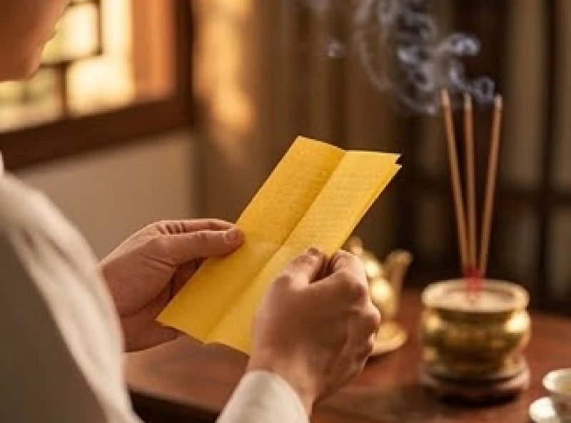 Người đàn ông cầm tờ văn khấn và cẩn thận đọc rõ tên đệm húy kèm danh xưng của người đã khuất