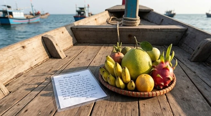 Văn khấn Bà Cậu tại ghe thuyền: Bài cúng chuẩn và vị trí dâng lễ 12 Tờ giấy ghi sẵn thông tin biển số tàu và bến cảng được ép plastic cẩn thận đặt ngay cạnh mâm quả