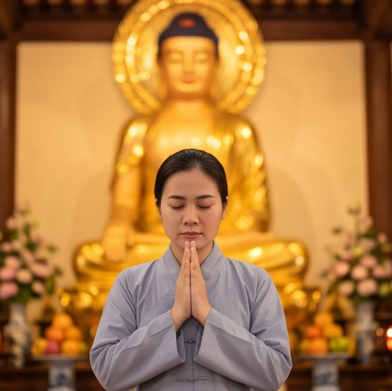 Văn khấn đi chùa đầu năm: Sắm lễ chuẩn và thứ tự hành lễ 8 Tín chủ thành tâm đọc bài văn khấn đi chùa đầu năm tại ban Tam Bảo để cầu bình an cho gia đạo