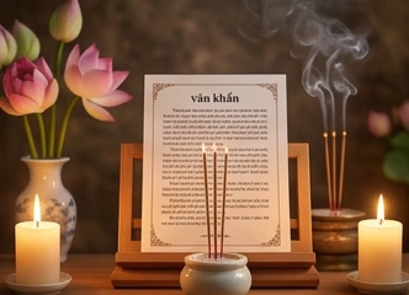 Gia chủ dâng tâm niệm và đọc bản văn khấn Mẹ Diêu Trì để cầu mong sức khỏe, bình an cho cả gia đình.