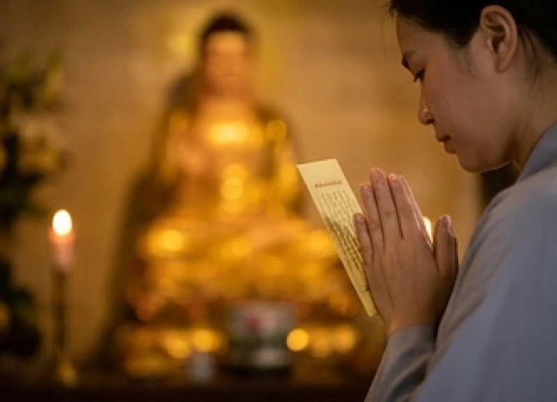 Văn khấn cầu siêu cho thai nhi tại chùa: Cách sắm lễ và thủ tục 7 Cha mẹ chắp tay thành kính khấn nguyện và nhẩm đọc bài văn khấn cầu siêu trước tôn tượng chư Phật