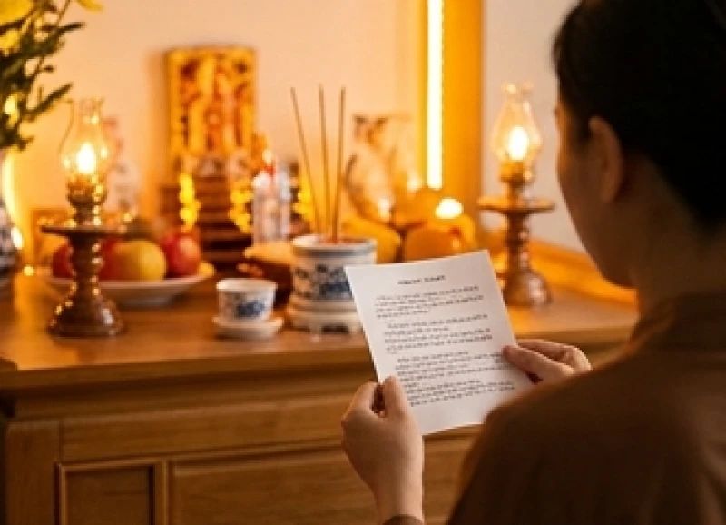 Đọc văn khấn sám hối Cửu Huyền Thất Tổ một cách cẩn thận và rõ ràng trước án thờ gia tiên