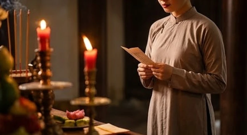 Văn khấn Đức Thánh Trần tại Đền Thượng Lào Cai: bài khấn & dâng lễ 4 Người đi lễ chắp tay thành kính đọc bài văn khấn Đức Thánh Trần tại Đền Thượng Lào Cai