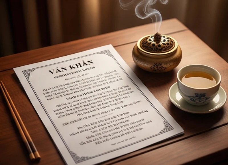 Văn khấn Địa Tạng tại nhà: Bài cúng cầu an, cầu siêu đúng lễ 6 Bản in mẫu văn khấn Địa Tạng Vương Bồ Tát được đặt ngay ngắn trên bàn cạnh lư hương trầm