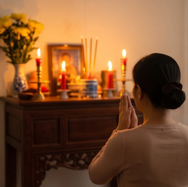 Văn khấn mùng 2 Tết: Trình tự bài cúng các ban đúng nghi lễ 6 Gia chủ chắp tay thành kính đọc bài văn khấn mùng 2 Tết trước bàn thờ