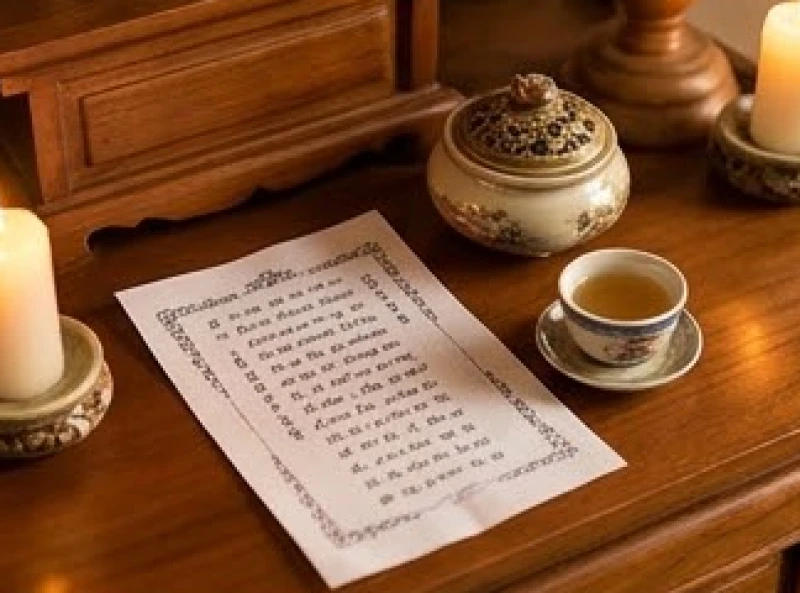 Tờ sớ và bài văn khấn bỏ bát hương cũ được đặt ngay ngắn trước án thờ Thần linh