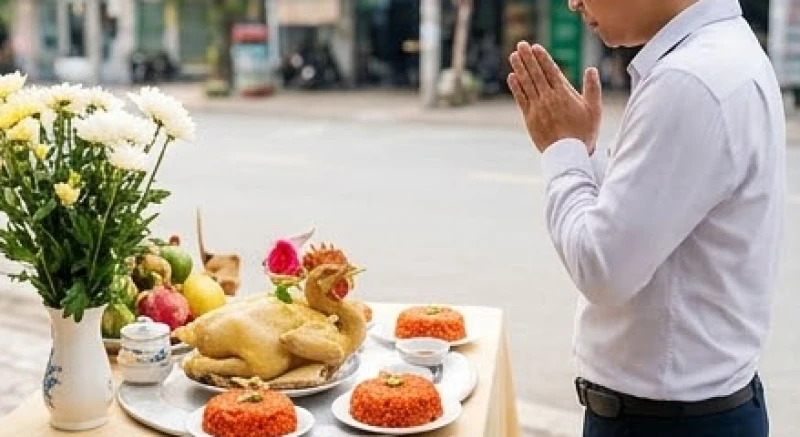 Văn khấn khai trương cửa hàng: Mẫu bài cúng và trình tự nghi lễ 5 Gia chủ chắp tay thành kính đọc bài khấn khai trương cửa hàng trước bàn thờ tạm
