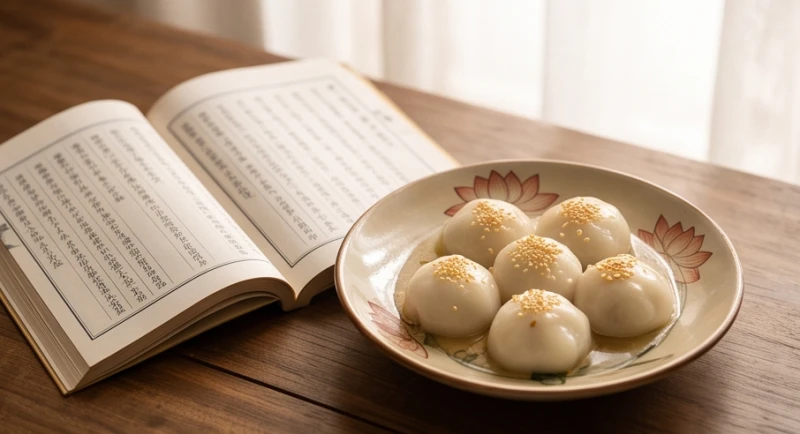 Văn khấn Tết Hàn Thực: Bài cúng chuẩn nghi lễ theo từng ban thờ 6 Cuốn sách văn khấn cổ truyền mở ra bên cạnh đĩa bánh trôi bánh chay bày biện ngay ngắn