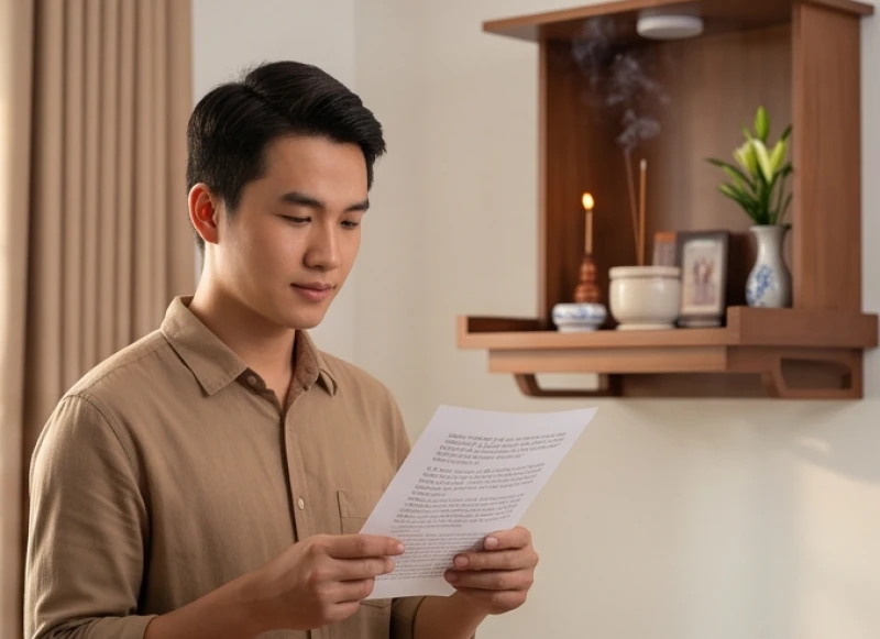 Văn khấn Nôm và văn khấn Hán Việt khác nhau thế nào: Quy tắc chọn 2 Chàng trai trẻ thành tâm chắp tay đọc bài văn khấn Nôm trước ban thờ gia tiên