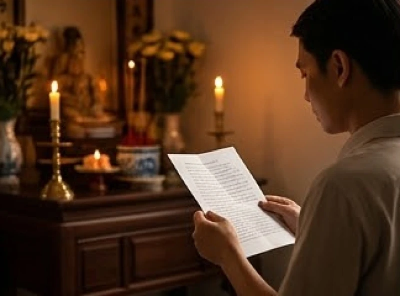 Gia chủ thành kính đọc bài văn khấn cầu bình an cho gia đạo trong ngày rằm