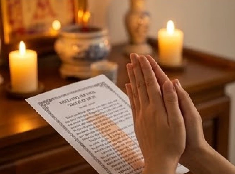 Ánh nến lung linh trên bàn thờ khi gia chủ đang thành tâm chắp tay đọc bài văn khấn rằm tháng 10