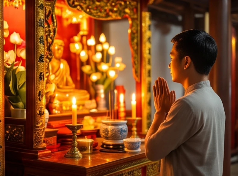 Tín chủ thành tâm chắp tay đọc văn khấn Mẫu Hưng Yên cầu mong sự an lành