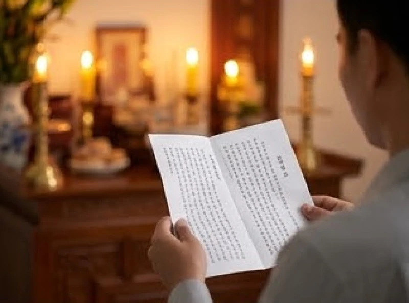 Tờ giấy ghi chép cẩn thận nội dung bài khấn được cầm trang trọng trên tay người đang hành lễ