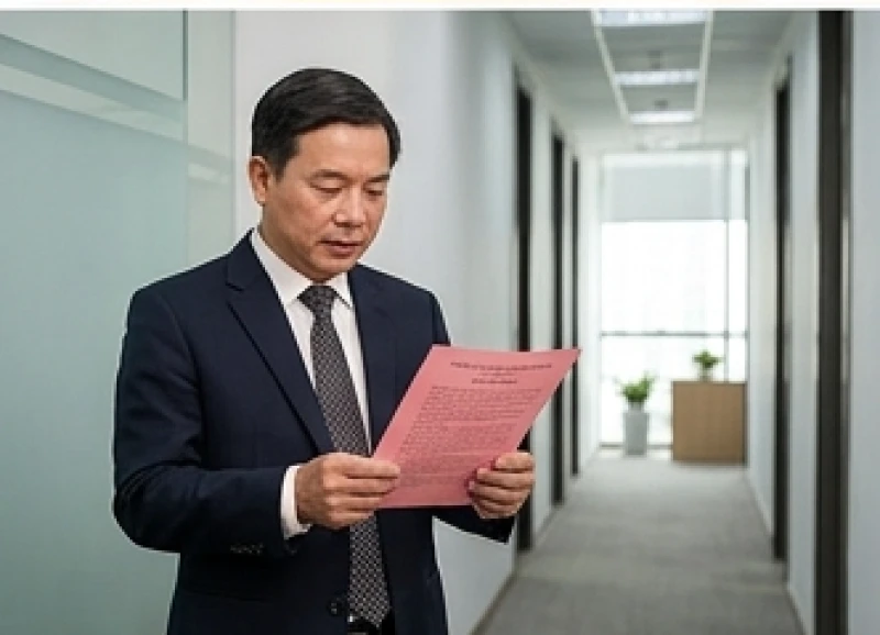 Lãnh đạo công ty đang thành tâm đứng đọc bài văn khấn vía Thần Tài mùng 10
