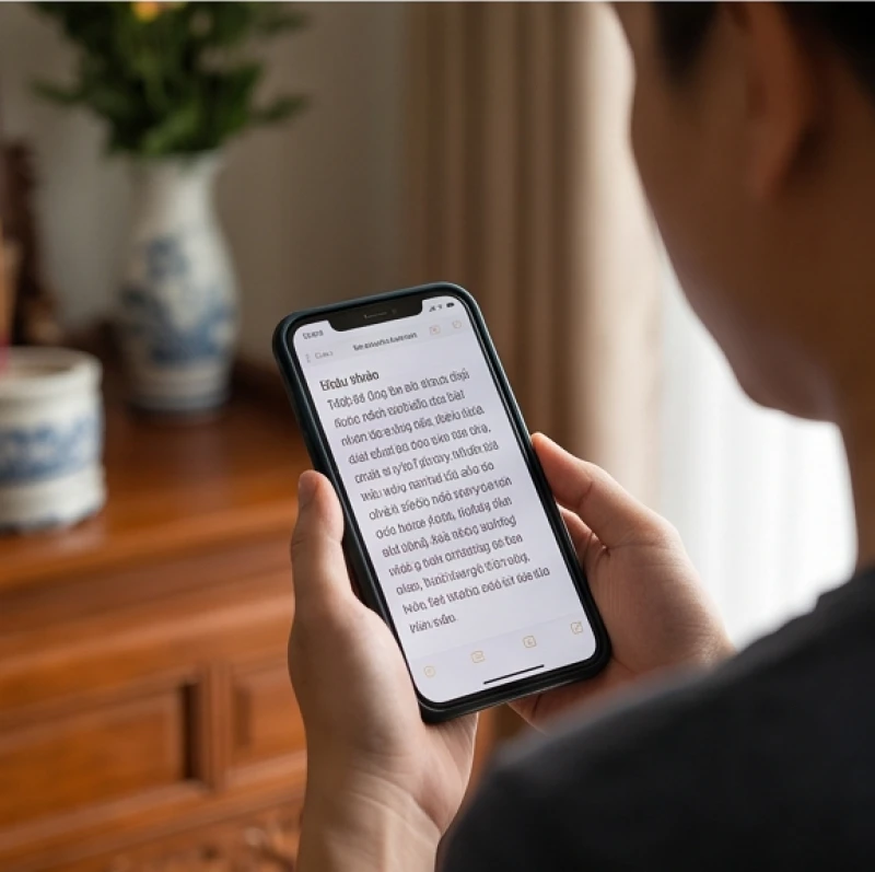 Văn khấn Giỗ Tổ Hùng Vương tại nhà: Bài cúng và cách sắm lễ chuẩn 9 Màn hình điện thoại hiển thị nội dung văn khấn đang được đặt ở chế độ máy bay để tránh làm phiền