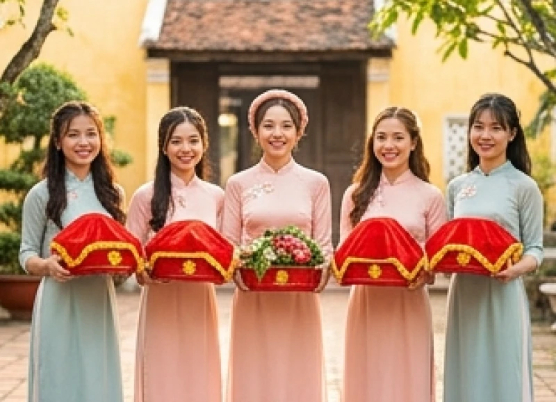 Tuổi Mão Nên Cưới Vào Năm Nào: Luật Nam Nữ và Thủ Tục Hóa Giải 10 Đội ngũ nam thanh nữ tú mang tráp sính lễ đỏ, được chọn lọc kỹ lưỡng theo vòng Tam Hợp để làm màng lọc phong thủy