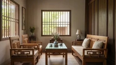 Không gian phòng khách truyền thống yên tĩnh gợi nhắc thắc mắc dơi chết trong nhà là điềm gì theo phong thủy