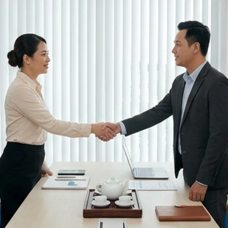 Hai doanh nhân bắt tay thỏa thuận hợp tác sau buổi đàm phán thành công