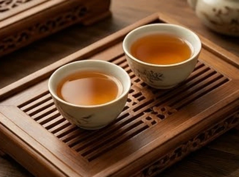 Hai tách trà đặt cạnh nhau trên khay gỗ thể hiện sự hợp tác kinh doanh vô cùng ăn ý