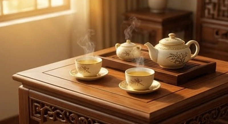 Bàn trà truyền thống được bày biện tươm tất thể hiện sự hòa hợp và thấu hiểu giữa các đối tác kinh doanh