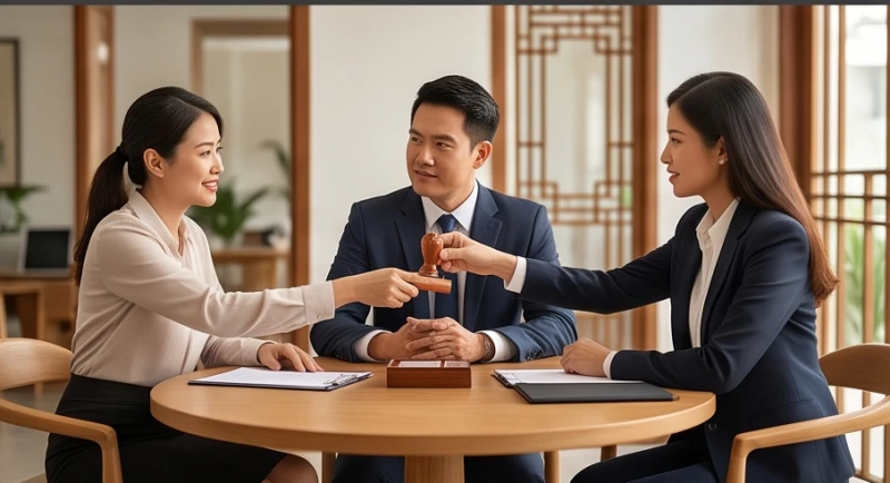 Tuổi Thân khắc tuổi nào: Giải mã chi tiết và cách hóa giải 6 Ba người đang bàn bạc công việc chung thể hiện vai trò của người thứ ba làm trung gian