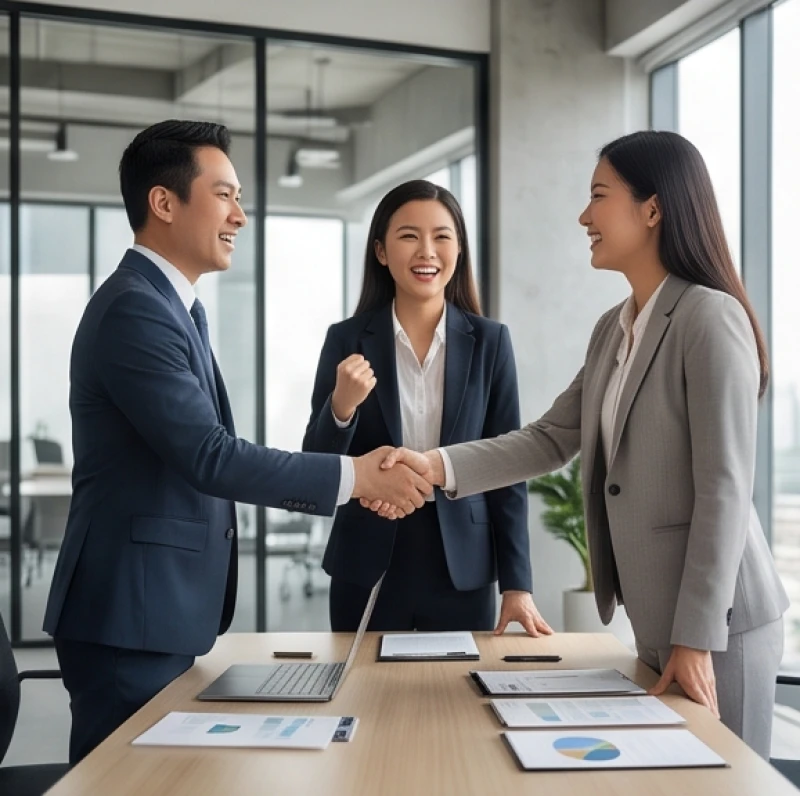 Tứ hành xung tuổi Tý: Mức độ kỵ và cách hóa giải theo nạp âm 6 Ba doanh nhân đang bắt tay hợp tác vui vẻ trong không gian phòng họp tràn ngập ánh sáng tự nhiên