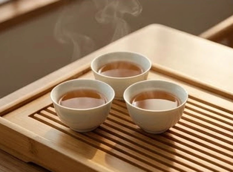 Tứ hành xung tuổi Thìn: Đánh giá mức kỵ và thuật hóa giải 9 Ba tách trà đạo được đặt thành hình tam giác trên bàn gỗ biểu thị sự hợp tác cân bằng