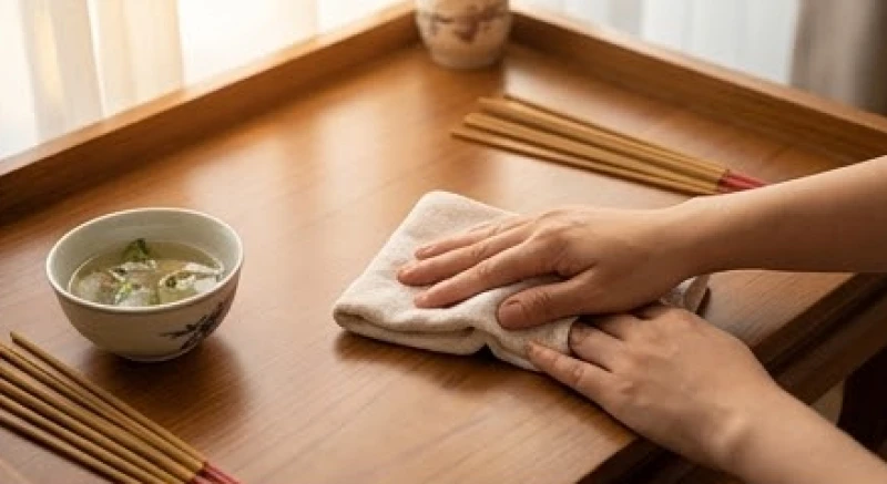 Người hành lễ dùng khăn sạch lau dọn cẩn thận không gian bàn thờ trước khi châm hương thỉnh Thánh Mẫu