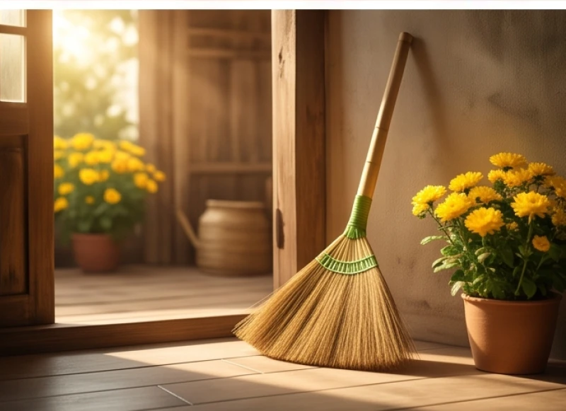 Tuổi Thìn kiêng gì trong ngày Tết: Chi tiết theo từng nạp âm 8 Cây chổi lúa được cất gọn gàng vào một góc khuất trong ngày đầu năm mới để giữ gìn vượng khí