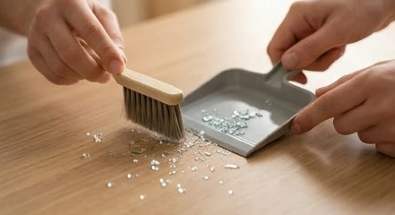 Vỡ màn hình điện thoại là điềm gì: Cách xả xui và xử lý an toàn 4 Dùng chổi nhỏ cẩn thận gom gọn các mảnh vụn kính sắc nhọn vương vãi trên mặt bàn làm việc