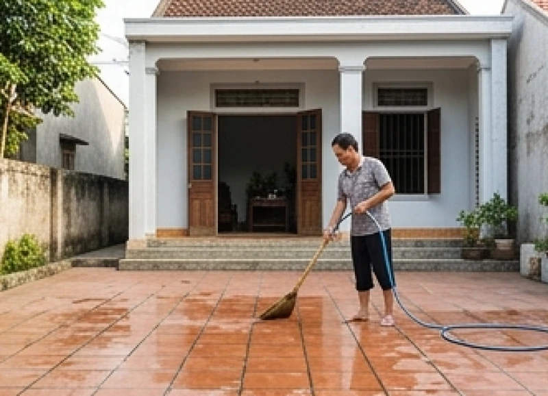 Chó ỉa trước cửa nhà là điềm gì? Giải mã tâm linh & cách xử lý 3 Vệ sinh sạch sẽ khu vực sân trước cửa nhà để giải phóng uế khí và khơi thông tài lộc