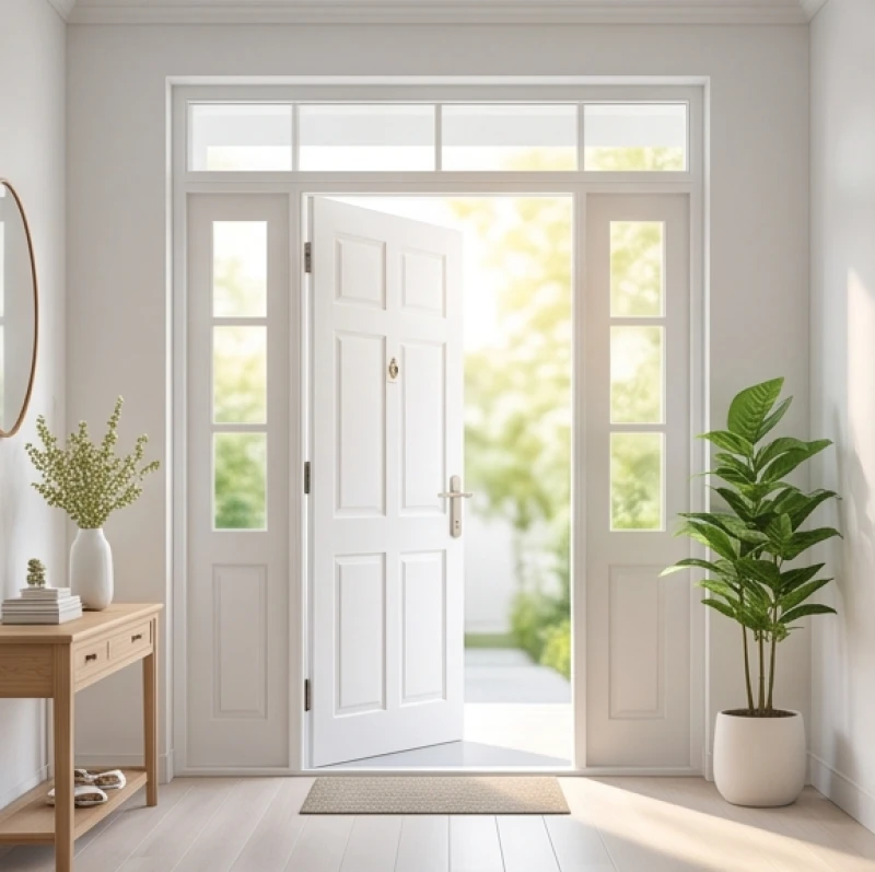 Khu vực cửa chính thông thoáng và ngập tràn ánh sáng tự nhiên sau khi được dọn dẹp sạch sẽ