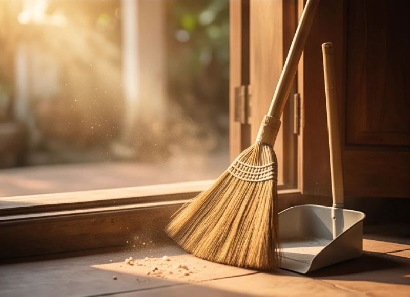 Mơ thấy cóc vào nhà là điềm báo gì: Giải mã theo vị trí & màu sắc 8 Dụng cụ vệ sinh và chổi quét dọn được sử dụng để làm sạch các góc khuất nhằm xua tan khí trệ