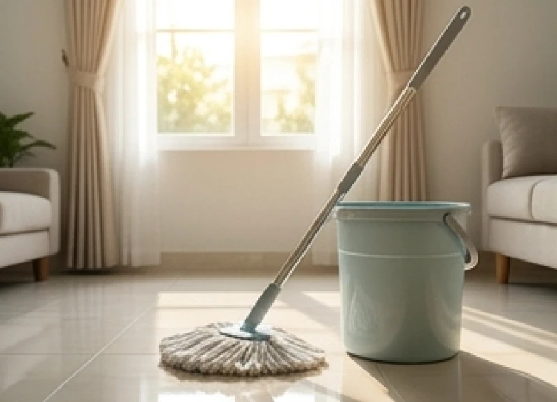 Mơ thấy lau nhà: Giải mã theo chất nước, khung giờ và con số lộc 1 Cây lau nhà đặt cạnh xô nước sạch giữa không gian phòng khách gọn gàng và tràn ngập ánh sáng mặt trời