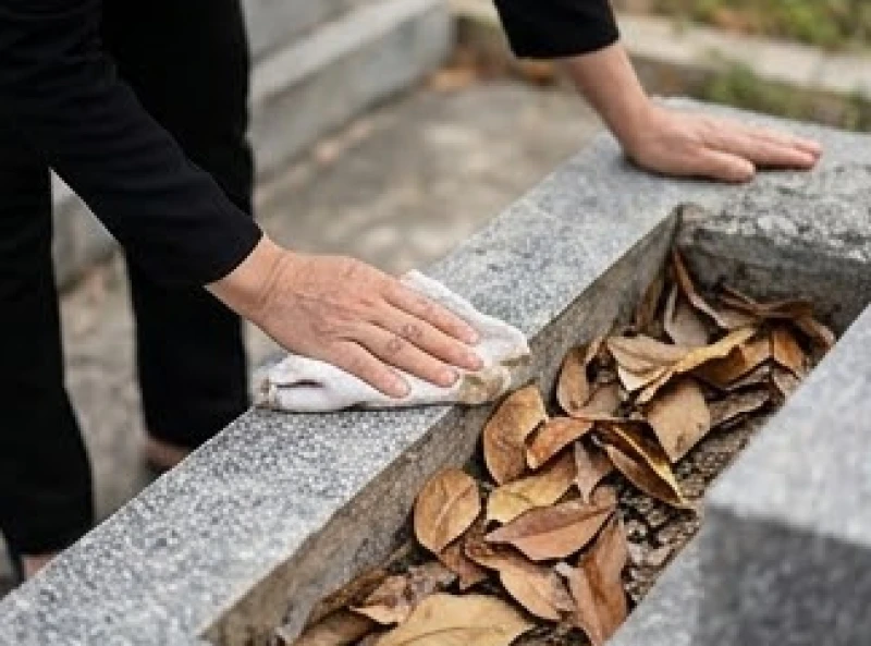 Văn khấn khi thăm mộ: Bài cúng chuẩn tâm linh và trình tự hành lễ 5 Người thân cẩn thận dùng chổi mềm và khăn sạch để quét dọn lá rụng xung quanh khu vực mộ phần