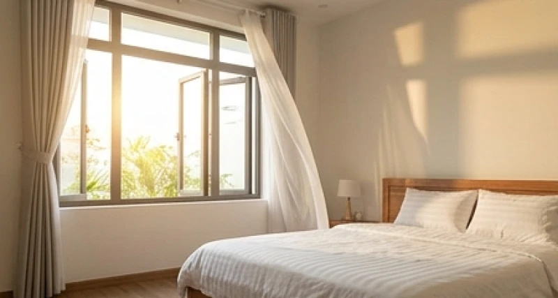 Mơ thấy người âm theo: Tự chẩn đoán nguyên nhân và cách hóa giải 8 Khung cửa sổ mở rộng đón những tia nắng mặt trời rực rỡ chiếu vào phòng ngủ gọn gàng