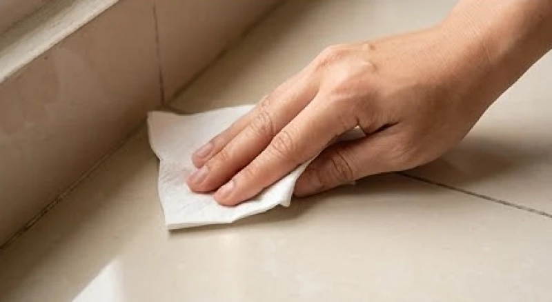 Dế vào nhà là điềm gì: Giải mã điềm báo & mẹo đuổi dế an toàn 6 Bàn tay dùng khăn giấy sạch để dọn dẹp cẩn thận tại góc tường nhà bảo vệ luồng sinh khí mới
