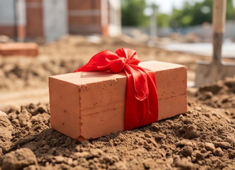 Tuổi Thìn năm 2027 có phạm Thái Tuế không: Bản chất và cách cúng 6 Viên gạch đỏ đầu tiên được đặt cẩn thận xuống nền móng đất cùng dải lụa đỏ trong lễ động thổ
