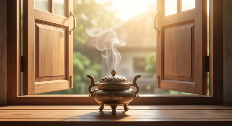 Mơ thấy rắn vào nhà: Giải mã điềm báo, bộ số và cách hóa giải 6 Khói nụ trầm hương tỏa ra từ chiếc lư đồng nhỏ đặt trên bệ cửa sổ đang rộng mở đón ánh sáng mặt trời