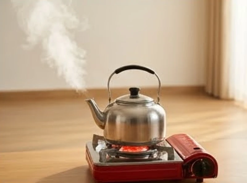 Tuổi Tuất nhập trạch ngày nào tốt: lịch chuẩn & kịch bản hành lễ 6 Ấm nước sôi bốc khói nghi ngút trên chiếc bếp đỏ lửa đặt giữa phòng khách của ngôi nhà mới