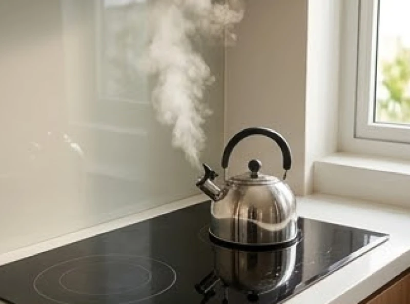 Tuổi Tỵ nhập trạch ngày nào tốt: lịch giờ đẹp và trình tự cúng 7 Ấm nước inox nhỏ đang sôi bốc hơi nghi ngút trên chiếc bếp mới mang vào nhà tượng trưng cho luồng sinh khí mạnh mẽ