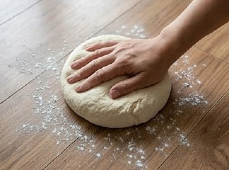Dùng một khối bột mì nhào ẩm dặm lên sàn nhà để lấy đi các hạt bụi kính li ti vô hình một cách an toàn