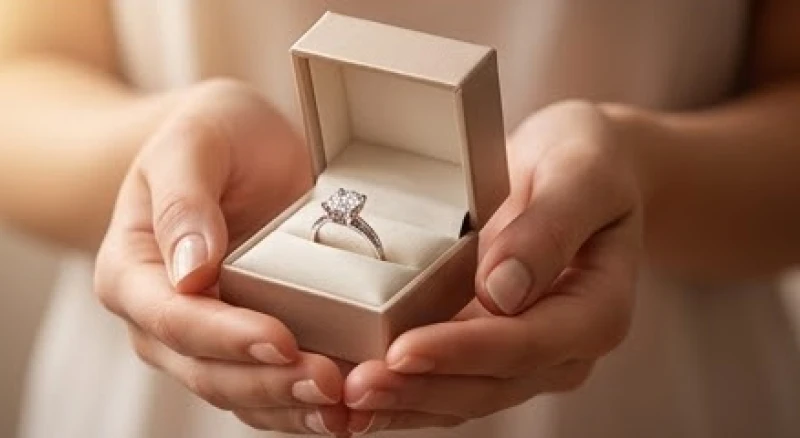 Mơ thấy trang sức là điềm gì: Giải mã chi tiết & con số may mắn 6 Đôi bàn tay nhẹ nhàng nâng niu một hộp quà chứa chiếc nhẫn trang sức sáng lấp lánh