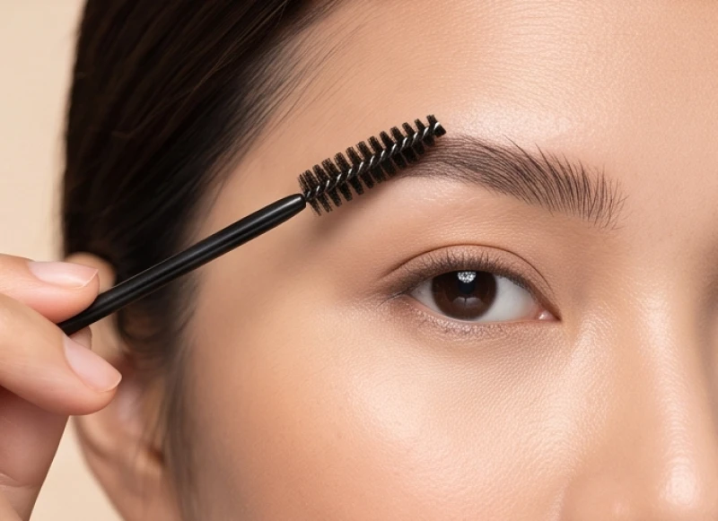 Dùng cọ chuốt tinh dầu thiên nhiên kích thích nang lông mày phát triển