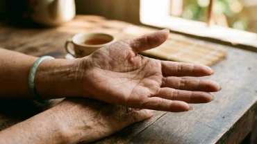 Hình ảnh lòng bàn tay hướng dẫn cách xác định xem đường chỉ tay sinh mệnh là đường nào để nhận biết thể chất bẩm sinh