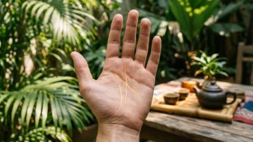 Cận cảnh lòng bàn tay có đường chỉ tay sự nghiệp đuôi cá rõ nét thể hiện điềm báo công danh